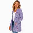 thumbnail image 2 of Women's Plus Size Lavender Floral Cardigan, Long Sleeve Open Front Tunic with Pockets, 2 of 8