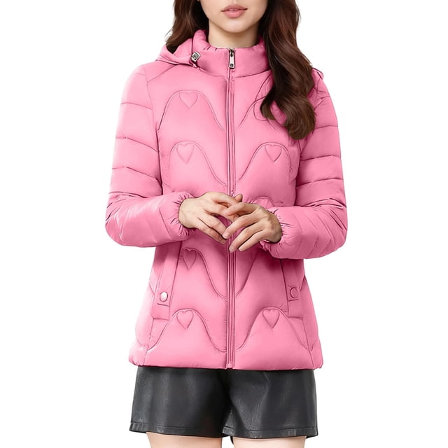 Lovzfmll Veste Décontractée pour Femme, Style à Capuche à Manches Longues Coloré Rose, 4TG
