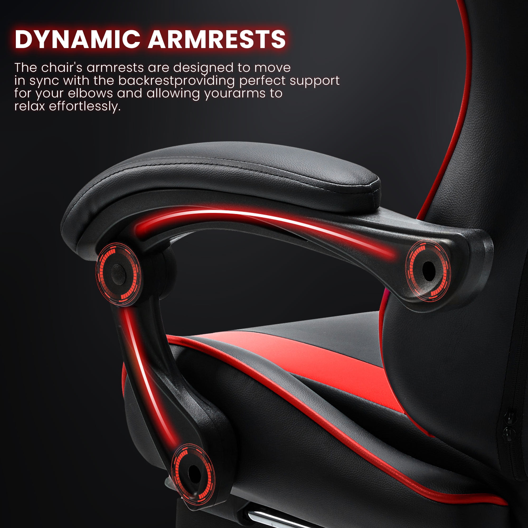 JONPONY Big and Tall Gaming Chair, Ergonomic Design, Gamer Chair PU Leather with Footrest and Lumbar Support, High Back Office Chair Support 8 Hours Long Sitting, Computer Chair,Black Red