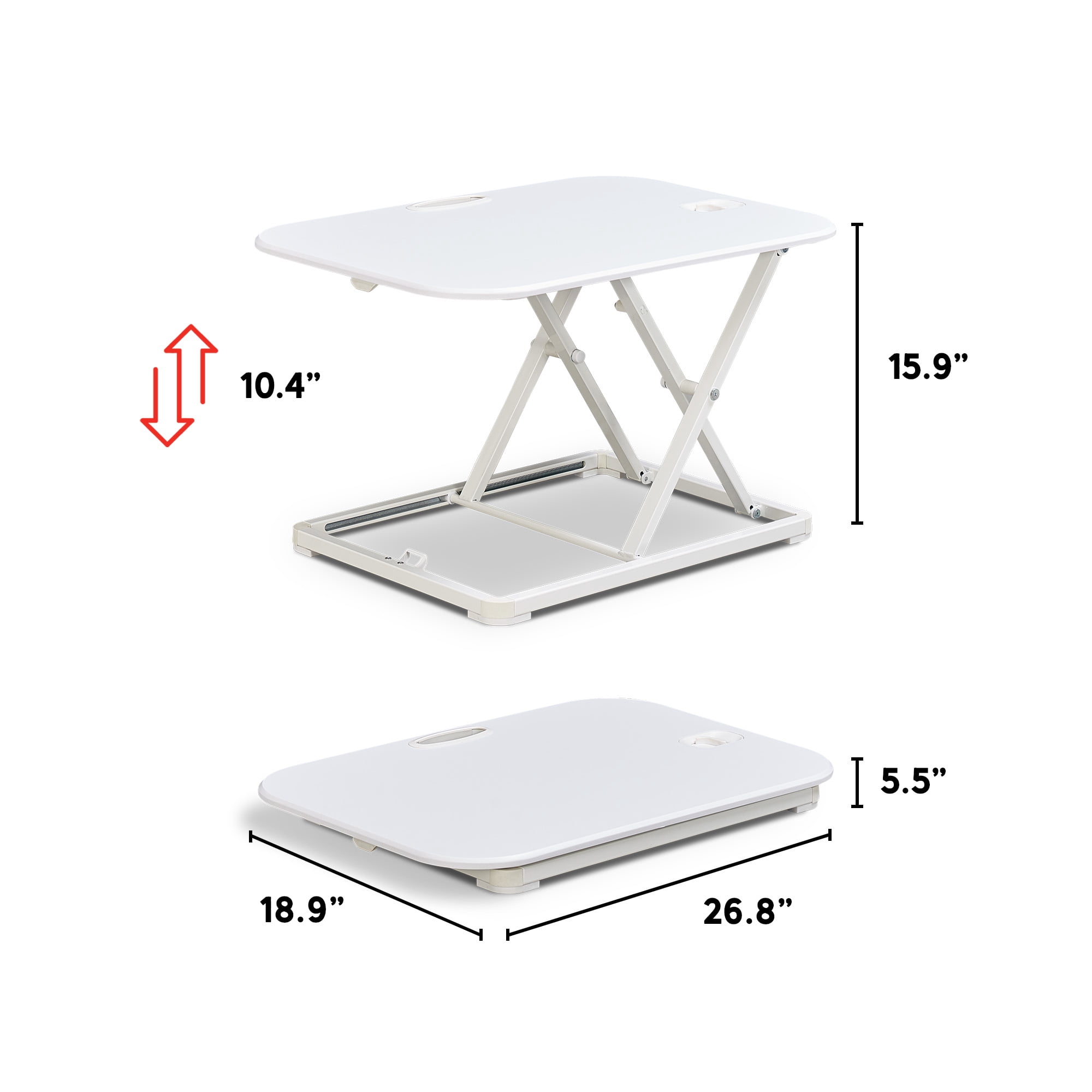 True Seating Ergo 26" Height Adjustable Laptop Standing Desk Converter, White