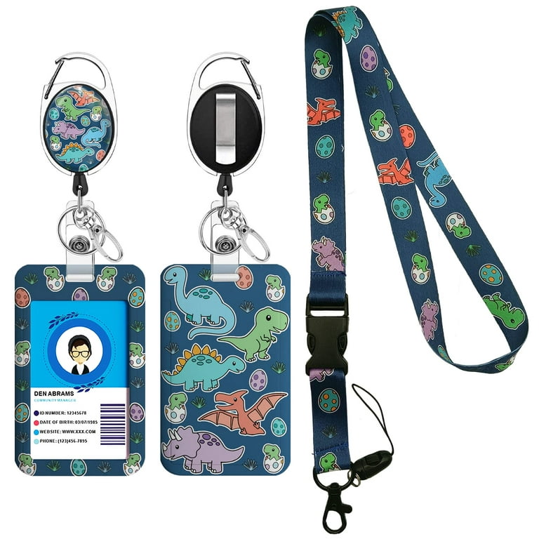 Cute Dinosaur Lanyards for Id Badges, Retractable ID Badge Holder with  Detachable Lanyard, Fashionable Badge Reel Heavy Duty with Carabiner Clip,  Nurse Teacher Office Gifts 