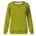 thumbnail image 6 of VANLOFE Women's Solid Color Long Sleeve Sweatshirt O-Neck Sweatshirt for Women Women's Washed Trendy Green Sweatshirt M, 6 of 7