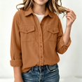 thumbnail image 3 of DJDLJWCJ Girls Corduroy Button Down Jacket Girls Vintage Turn Collar Long Sleeve Coat Khaki Size 6, 3 of 9