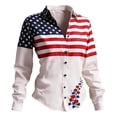 thumbnail image 3 of FASHOFT 250 Anniversary USA Shirt for Women Patriotic Long Sleeve Button Down Shirts 4th of July T-Shirts White XL, 3 of 3