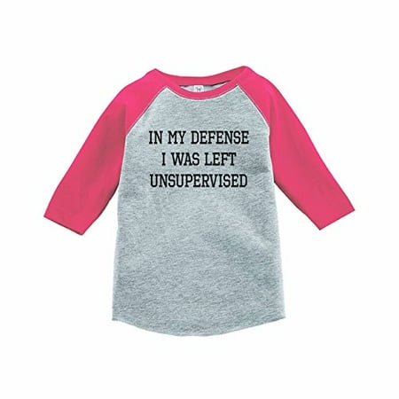 

7 ate 9 Apparel Funny Kids Unsupervised Baseball Tee Pink