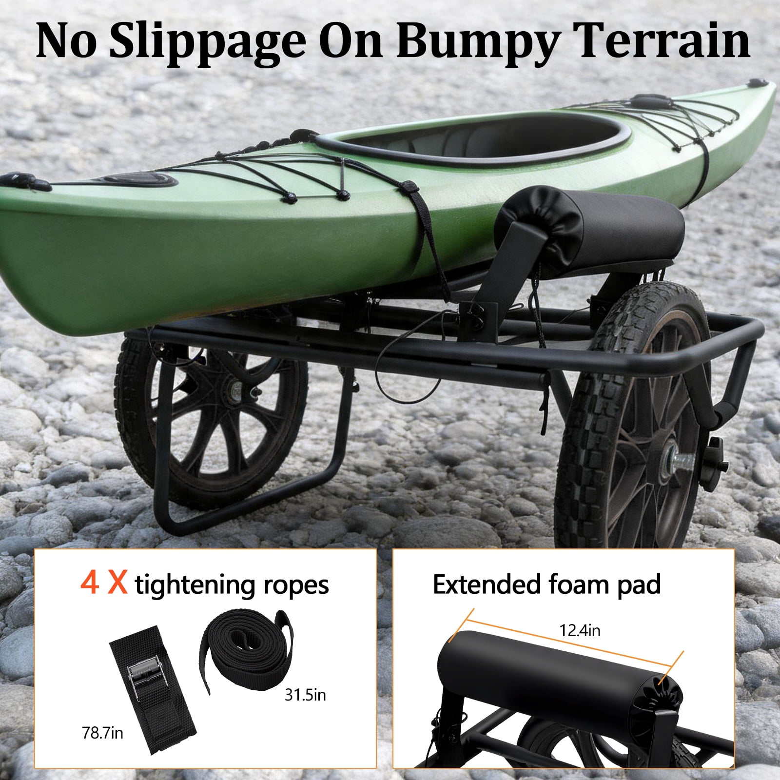 RJFKSN Kayak Cart, All-Terrain Trolley Cart, 330lbs Heavy Duty Transport Kayak Trolley, kayak cart dolly With Kickstand, for Kayaks, Canoes, Paddleboards