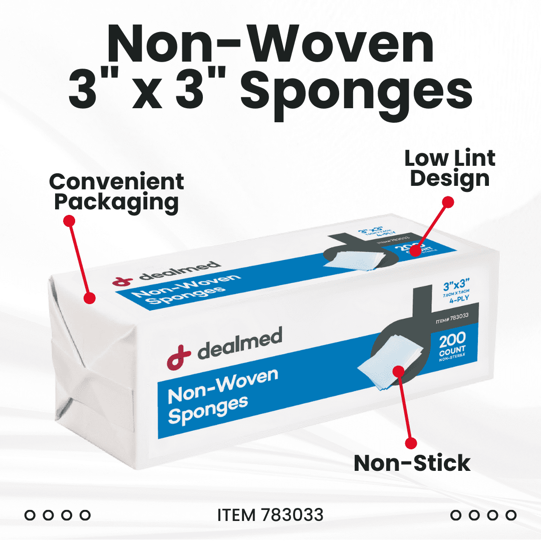 Dealmed Non-Woven Gauze Sponges 3" x 3" (4,000 Count) 4-Ply All-Purpose Non-Sterile Absorbent Dental Gauze Wound Care Product for First Aid Kit/Medical Facilities
