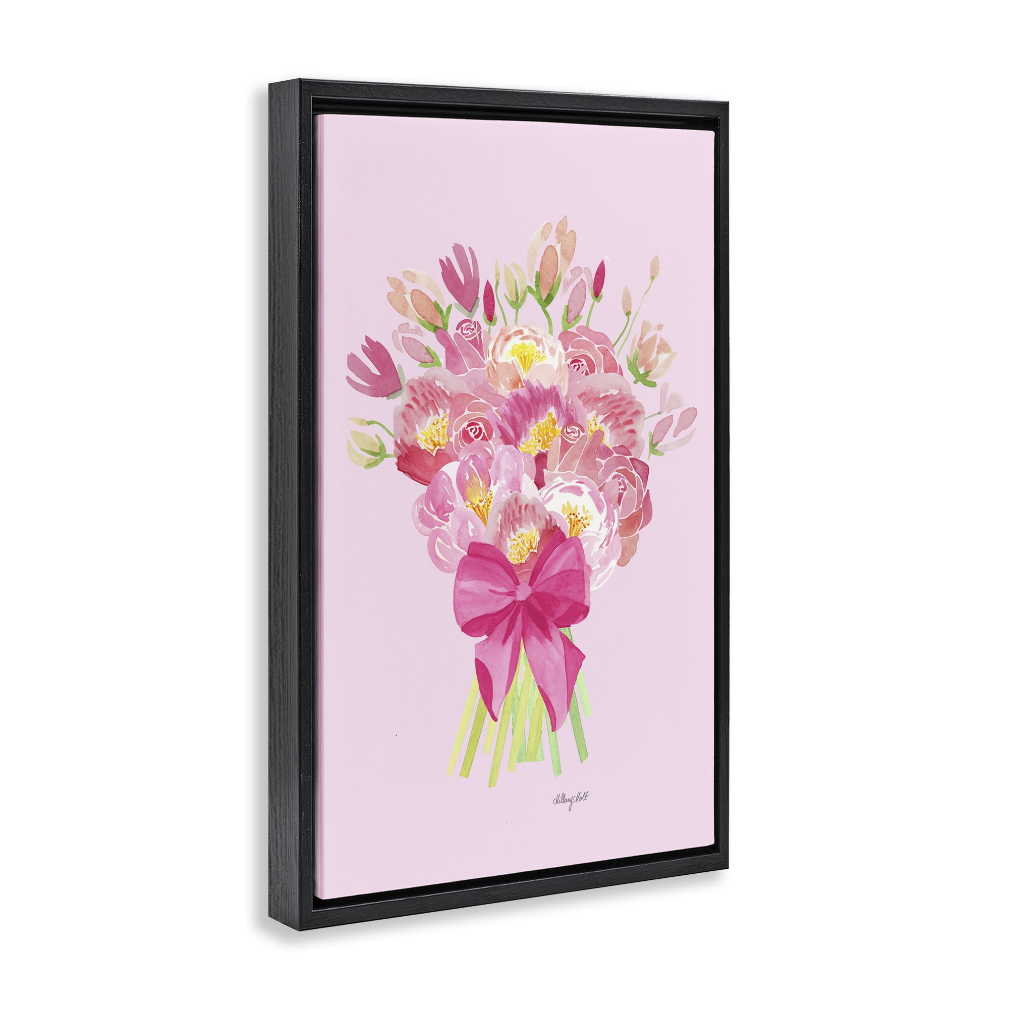 Stupell Industries Romantic Blushing Peonies Black Framed Floater Canvas Wall Art, design by Hillary Holt
