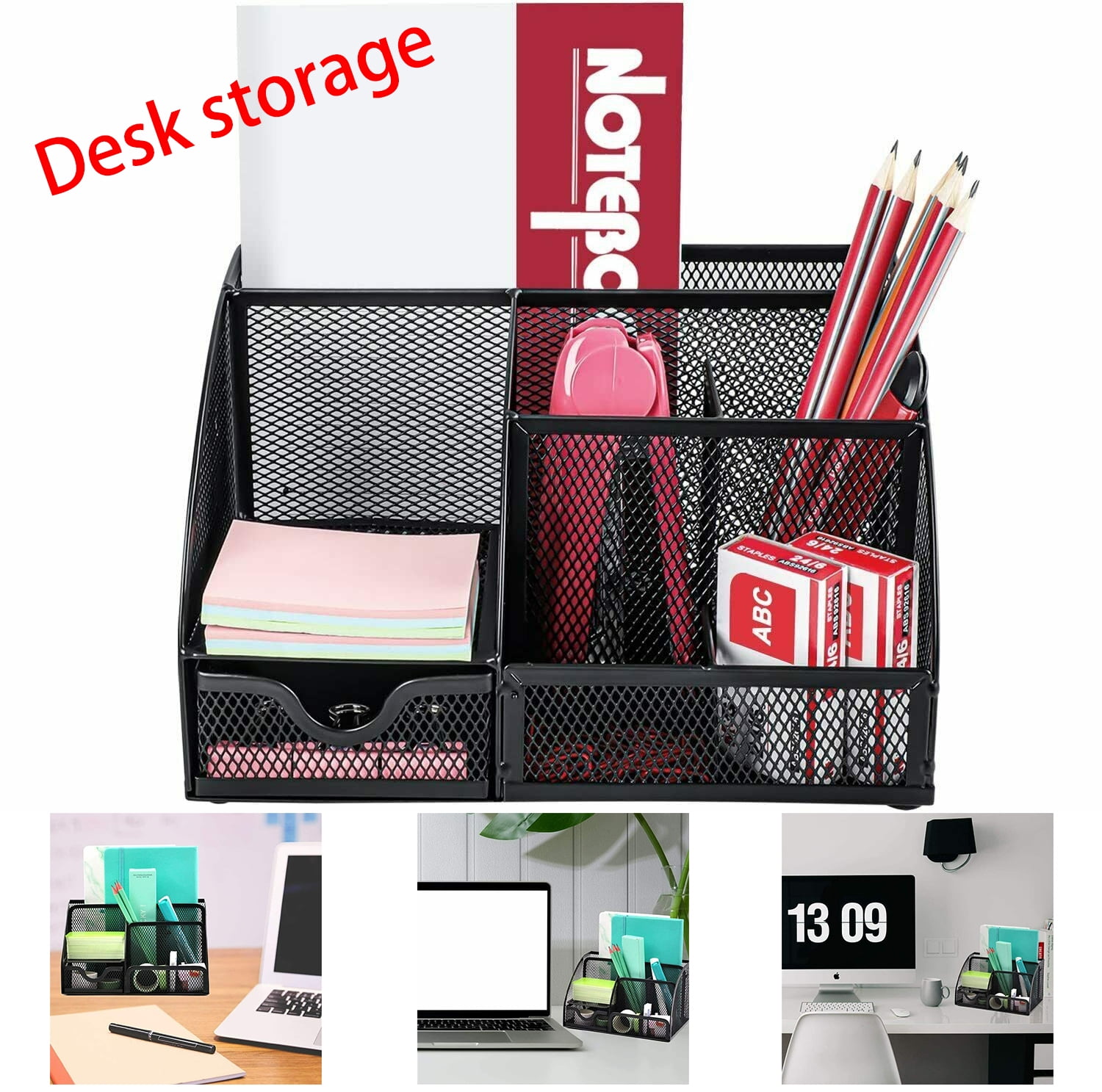 Mesh Desk Organizer with 6 Compartments MDHAND Office Desk Organizer and Accessories Drawer