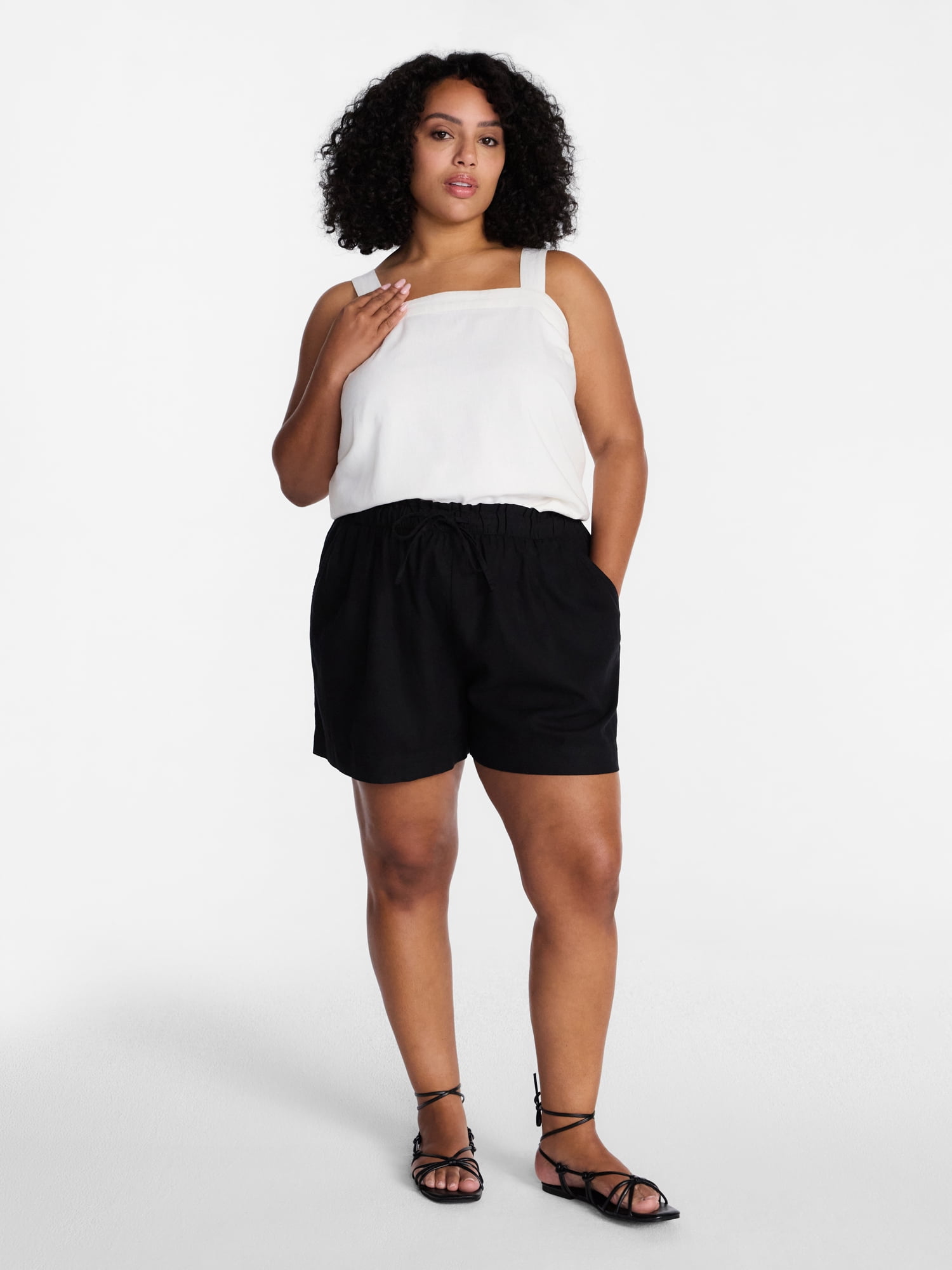 Time and Tru Women's Linen Blend Shorts, Sizes XS-XXXL