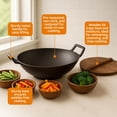 thumbnail image 3 of 14 Inch Blue Enameled Cast Iron Wok with Large  Handles - Nonstick & Oven Safe for Indoor and Outdoor Cooking, 3 of 5