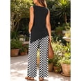 thumbnail image 3 of Anygrew Women's Two Piece Matching Lounge Sets Asymmetrical Split Tank Tops Wide Leg Pants Summer Outfits Tracksuit, 3 of 8
