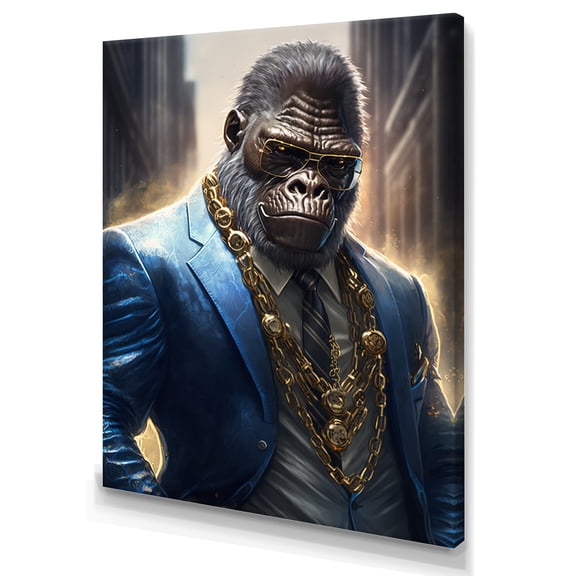 Designart Gangster Gorilla II Canvas Wall Art