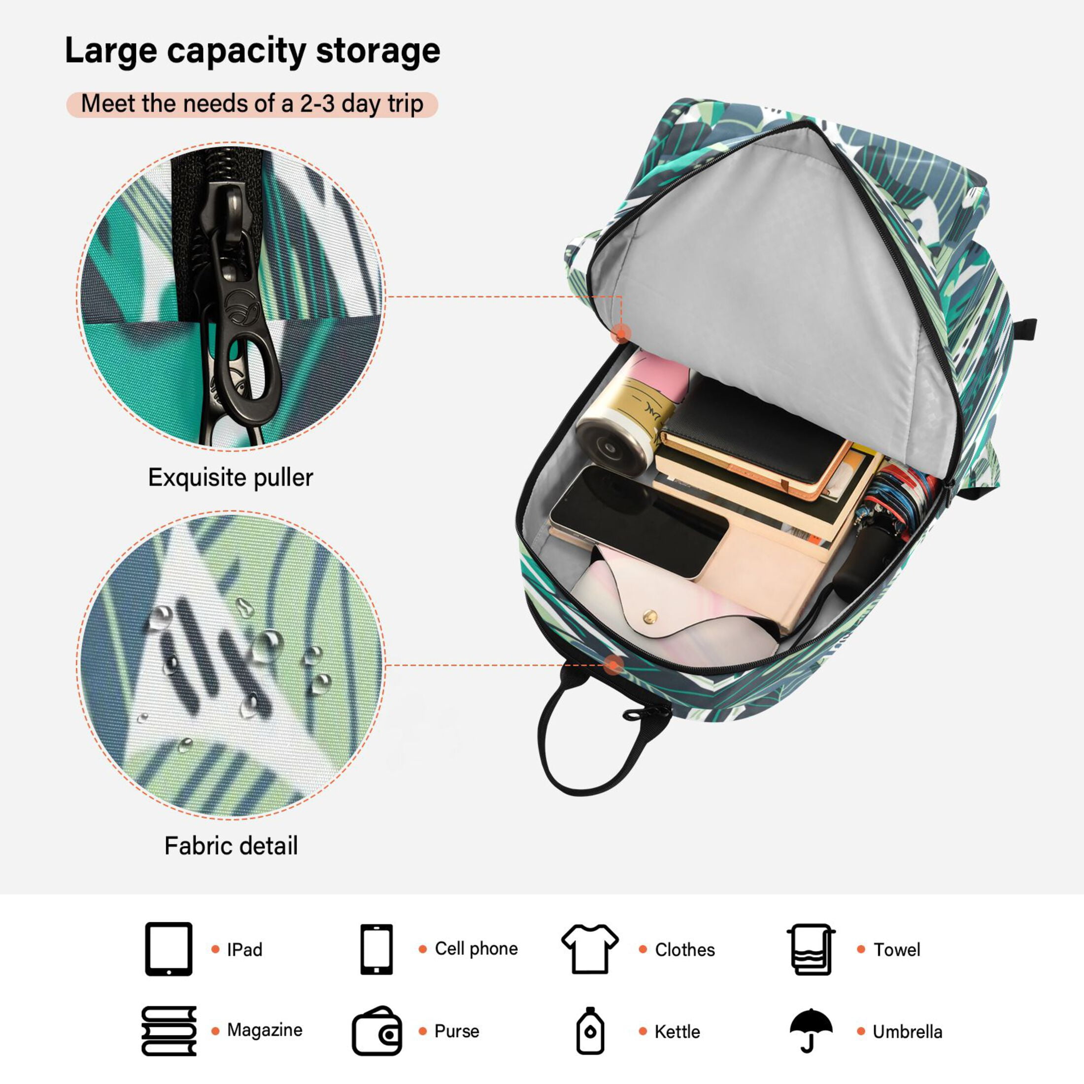 2 Racquet Holder Tennis Backpack Tennis Racket Covers Gym Bags Subdued Tropic - Artistic Tropical Pattern