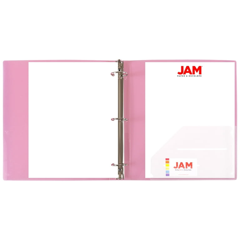 Magenta Plastic 3-Ring Binder - 0.75 Inch, JAM Paper Stationery Supplies