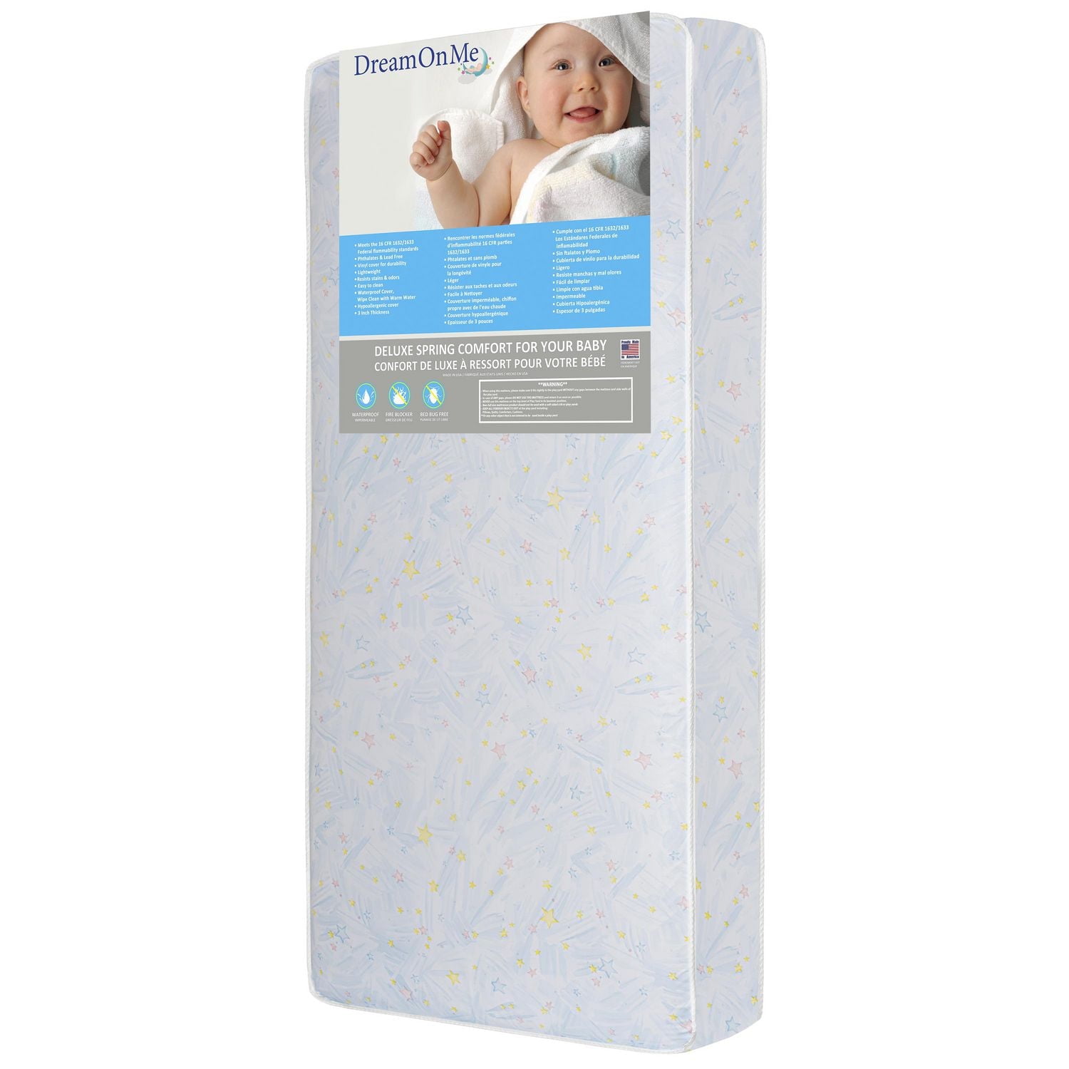 Dream On Me Stars Bright Crib and Toddler 180 Coil Mattress, Model #153-180