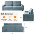 thumbnail image 2 of 87”Large Loveseat Sofa, 3 Seater Couch with Storage, Velvet Fabric Deep Seat Sofa with Pillow& Cup Holders, Modern Comfy Sofa with USB& Type-C Ports, Home Sofa Couch for Living Room Bedroom, 2 of 9