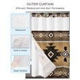 thumbnail image 2 of No Hook Cloth Fabric Shower Curtain with Snap in Liner, Brown Southwest Waterproof Shower Curtains Set with See Through Top Window, Boho Aztec Ethnic Abstract Geometric Bath Curtains Shower 48"x72", 2 of 6