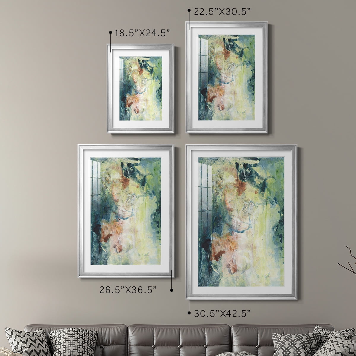 Wexford Home Nature's Elements I Premium Framed Print, 26.5" x 36.5" - Ready to Hang, Silver (Set of 2)