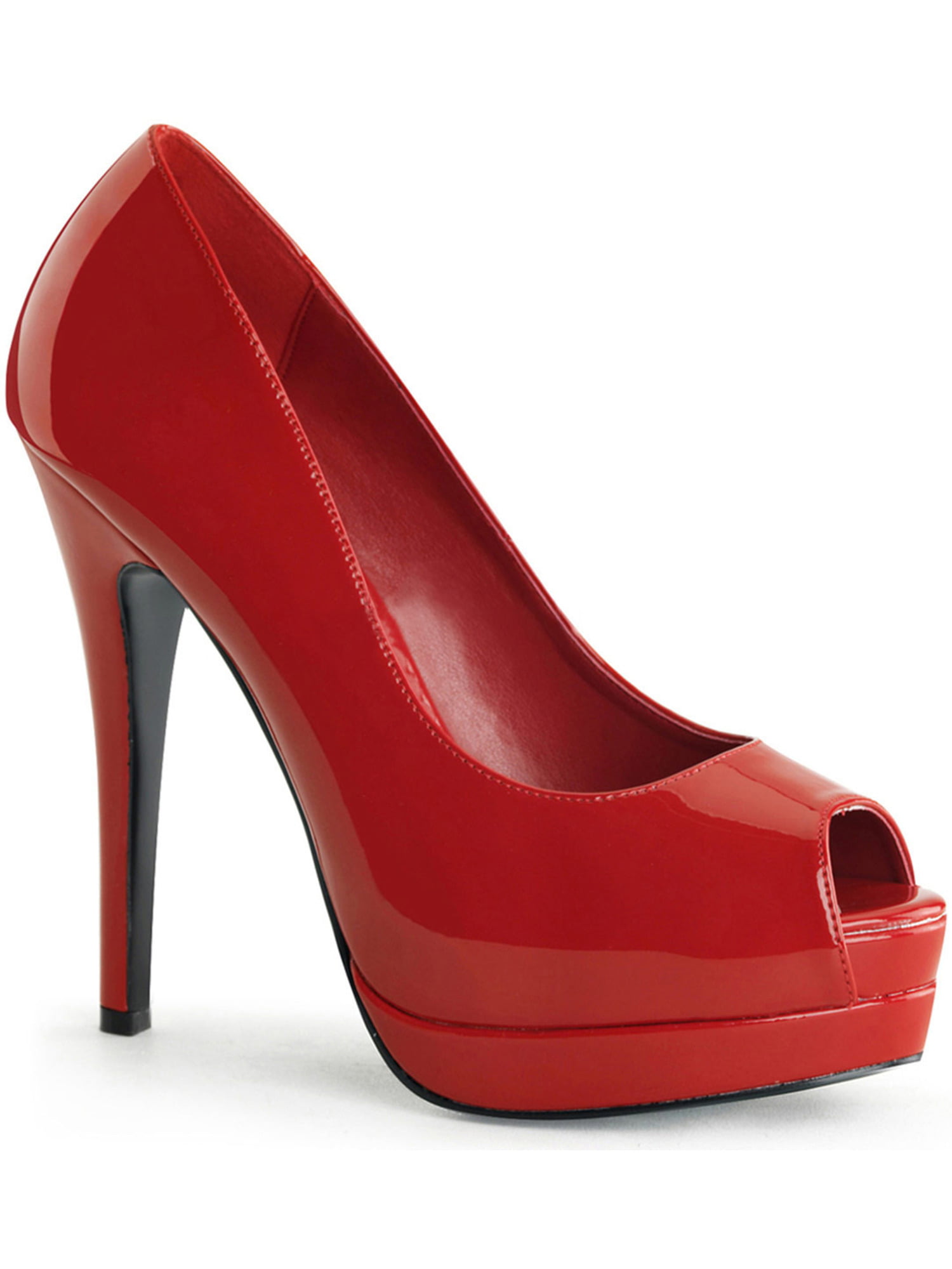 Womens Alluring Glossy Patent Red Peep 
