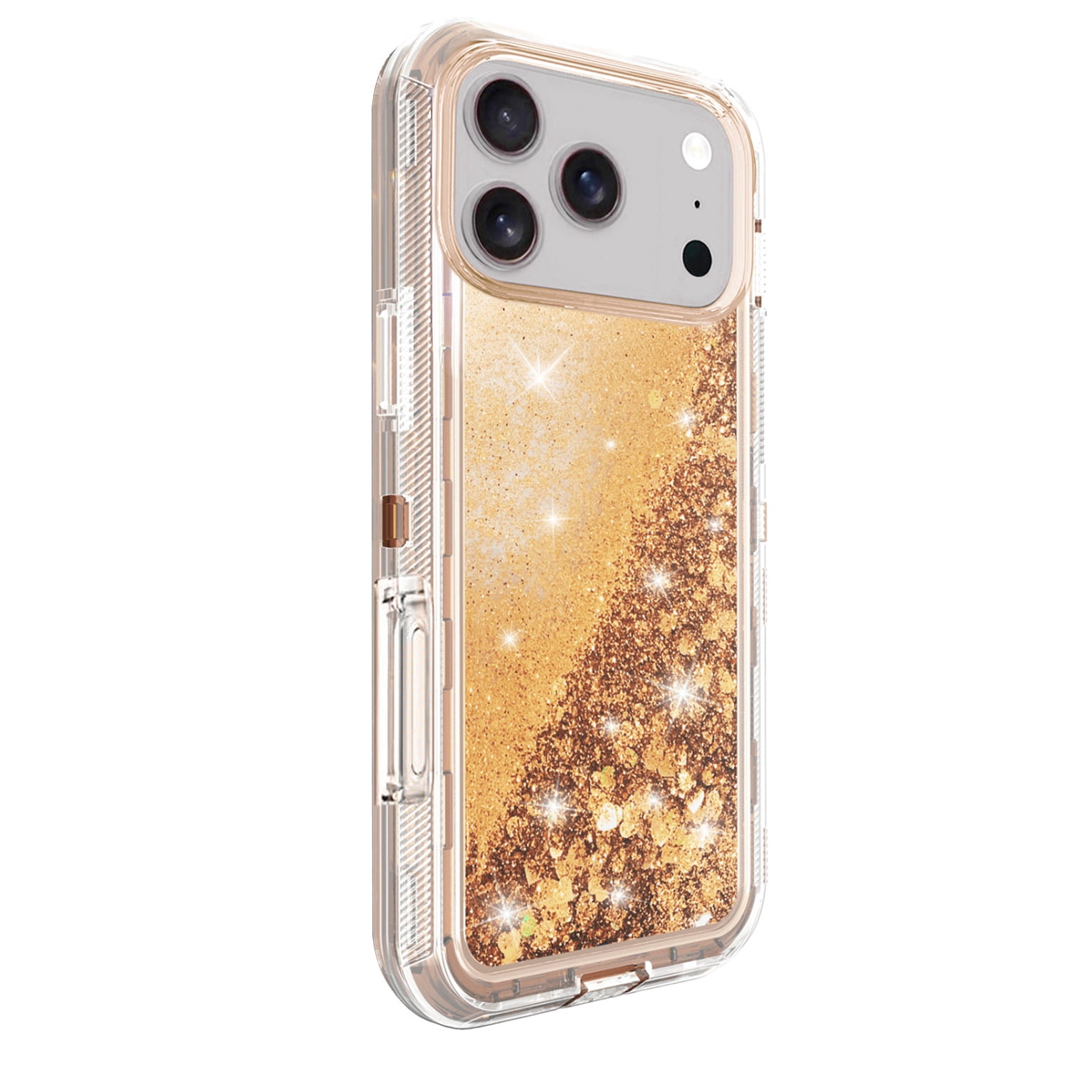 Crystal Glitter Floating Liquid Case for iPhone 17 Pro Max - Rose Gold
