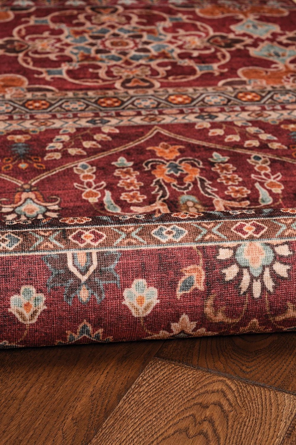 Tapis d'appoint lavable Neil 3 pi x 5 pi grenat et ivoire