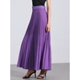 thumbnail image 4 of DARING DIVA Long Pleated Skirt for Women's Elastic High Waist A-line Maxi M Purple, 4 of 6