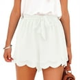 thumbnail image 2 of Shorts for Women Layered Petals Bowknot Tie Waist Drawstring Casual Solid Color Comfy High Waist Shorts with Pockets, 2 of 7