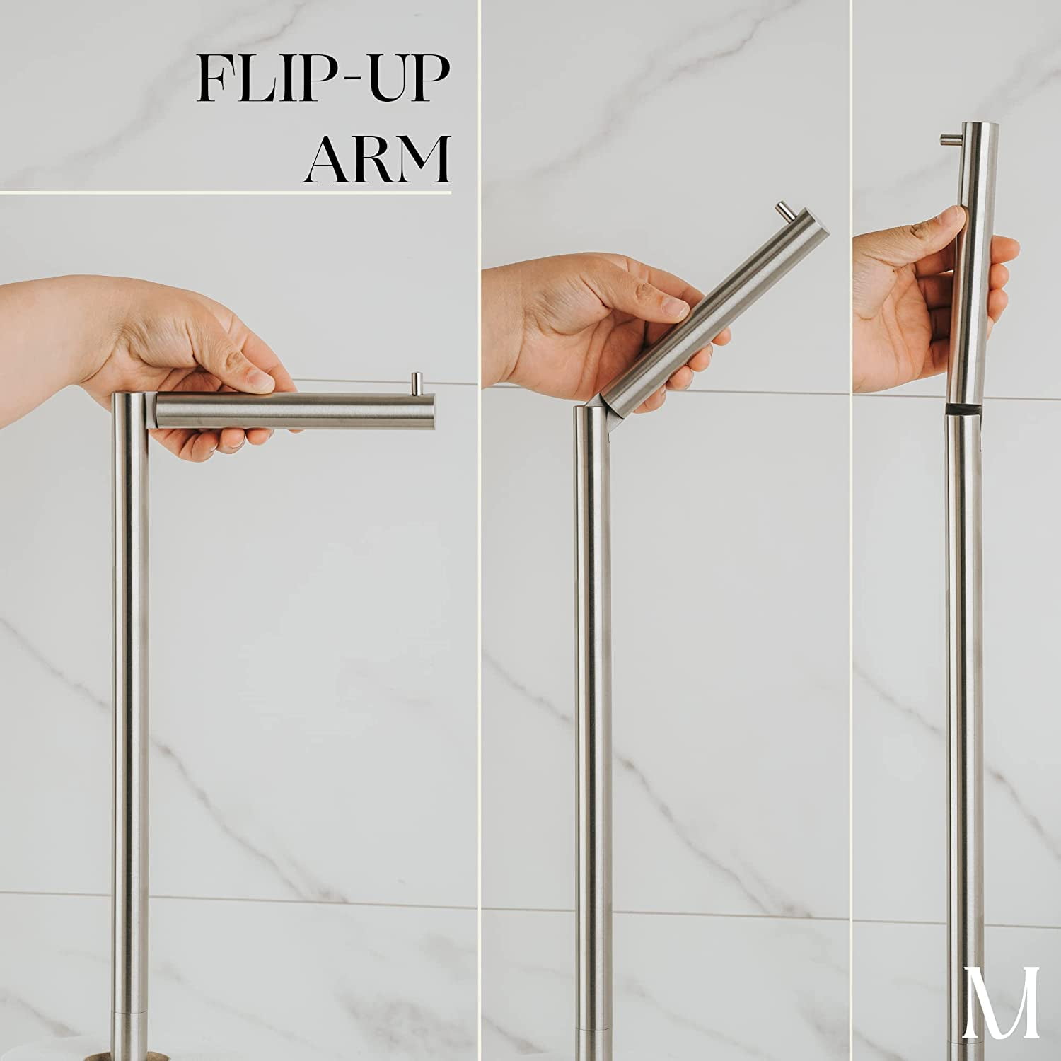 Marmolux Acc Brushed Steel Elegant Bathroom Hardware Free Standing Toilet Paper Holder, 1 Count