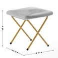 thumbnail image 6 of Emma + Oliver Oversize Faux Fur Folding Saucer Moon Chair with Ottoman for Dorm and Bedroom, Gray Faux Fur/Soft Gold Frame, 6 of 12