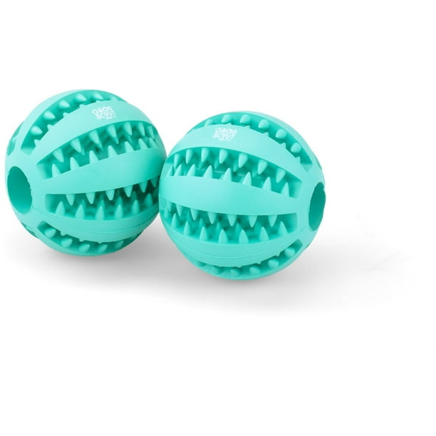 Dog Dental Balls Indoor Outdoor Dog Ball Set with Gum Massaging Rubber Teeth 2 Pack 6 cm 2.36 Inch