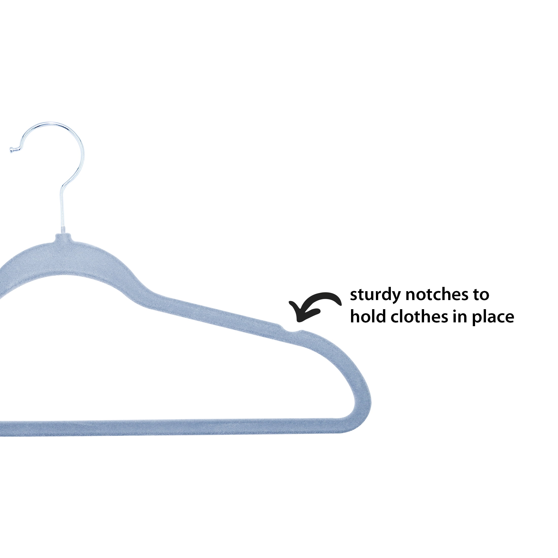 ClosetSelect Velvet Hangers for Any Clothing Type, Gray 50 Count