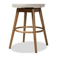 thumbnail image 5 of Baxton Studio Carra Mid-Century Modern Light Beige Fabric Upholstered Walnut-Finished Wood Swivel Bar Stool Set of 2, 5 of 7