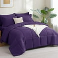 thumbnail image 5 of Queen Comforter Set - 7 Pieces Bed in a Bag Queen, Complete Bedding Sets Bed Set for All Season with Comforter, Flat Sheets, Fitted Sheet, Pillowcases & Shams Purple, 5 of 12
