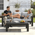 thumbnail image 4 of LayinSun Outdoor Aluminum Furniture Set, 4 Pieces Patio Sectional Conversation Chat Sofa Modern Seating Set with Coffee Table, 4 of 7