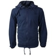thumbnail image 3 of Men's Water Resistant Polar Fleece Lined Hooded Windbreaker Rain Jacket (Navy,M), 3 of 4