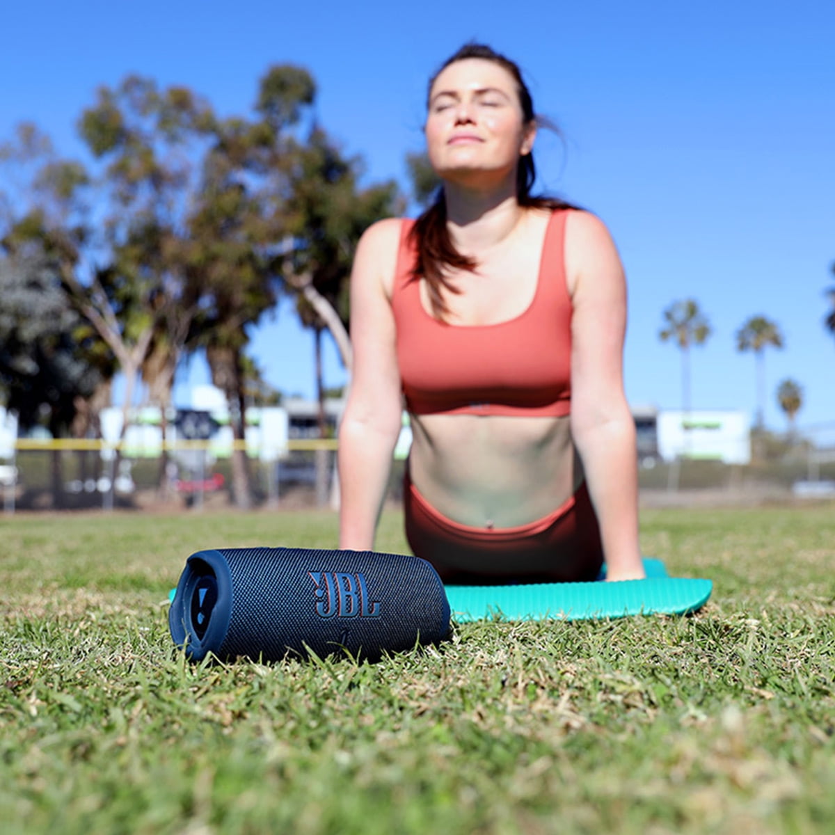 JBL Charge 5 Waterproof Portable Bluetooth Speaker with gSport Carbon Fiber Case (Blue)  (图3)
