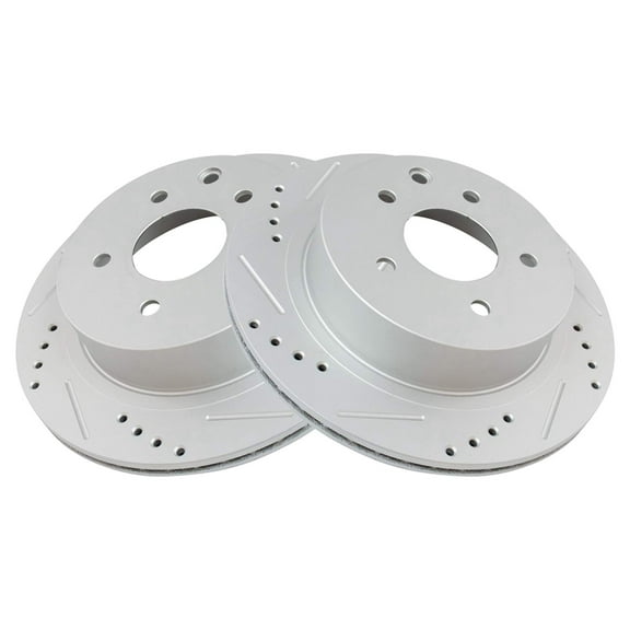 TRQ Rear Performance Brake Rotor Drilled Slotted Pair Set for 2003-2005 Nissan 350Z / 2003-2004 Infiniti G35 / 2011-2017 Nissan Leaf / 2008-2017 Nissan Rogue