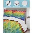 thumbnail image 4 of Quilts Twin-XL Size Bedding Set, Rainbow Patchwork Lightweight Quilted Comforter, Watercolor Colorful Diamond Art Soft Reversible Bedspread Coverlet with Pillow Covers for All Season, 68" x 98", 4 of 7