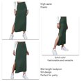 thumbnail image 4 of Slit Long Skirt, Bodycon Long Skirt Solid Color Elastic Easy Matching  For Vacation Green,Red,Brownness,Brown,Black, 4 of 6