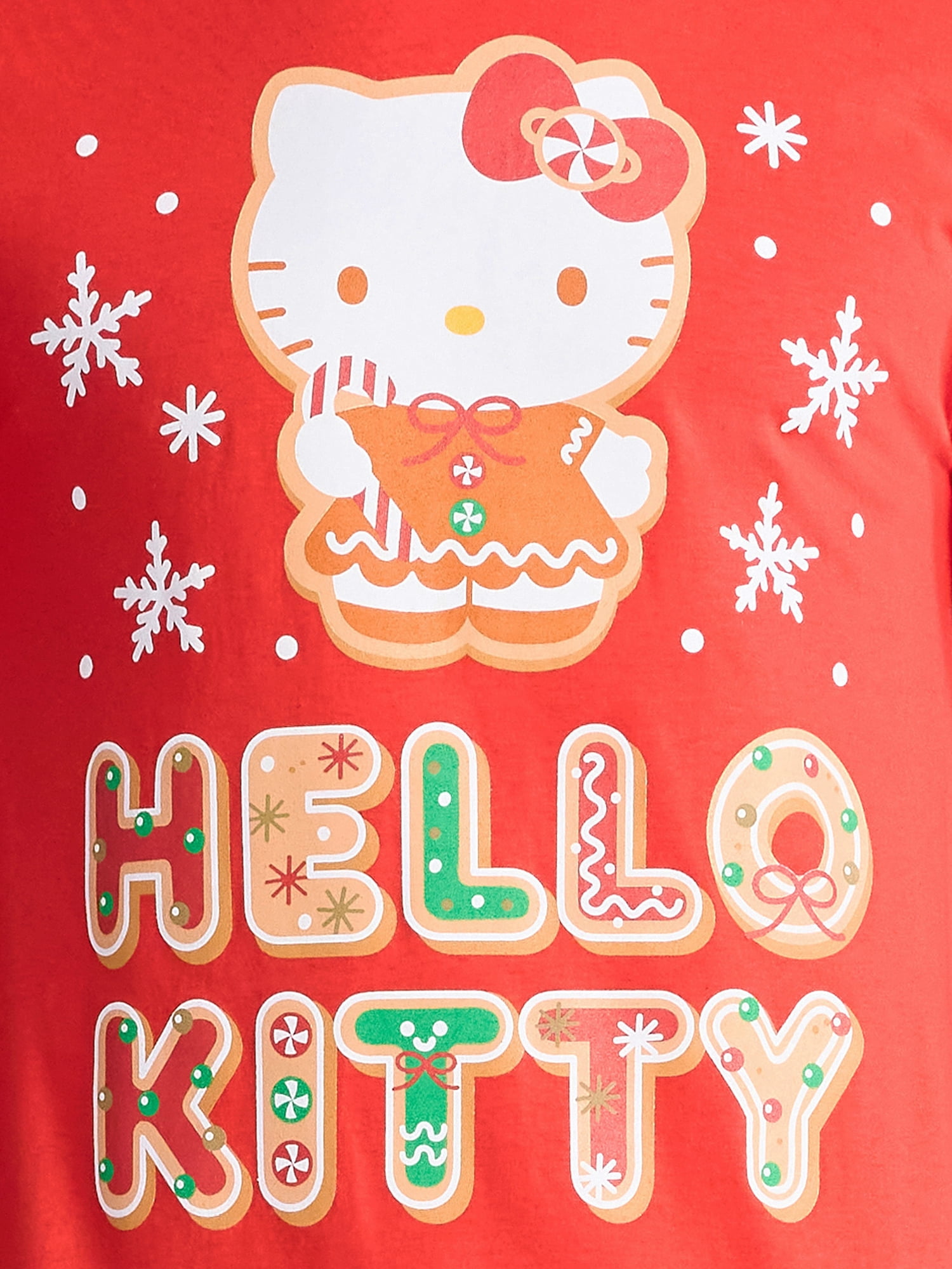 Hello Kitty Gingerbread Men's and Big Men's Holiday Graphic Tee, Sizes S-3XL