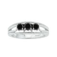 thumbnail image 2 of Sterling Silver with 1/2 CTTW Natural Black Diamond Three Stone Ring, 2 of 4