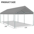 thumbnail image 5 of Vanteriam 10'x20' Carport Canopy Replacement Top Cover for Car Garage Shelter Party Tent with Ball Bungees Gray (Only Top Cover, Frame is not Included), 5 of 9