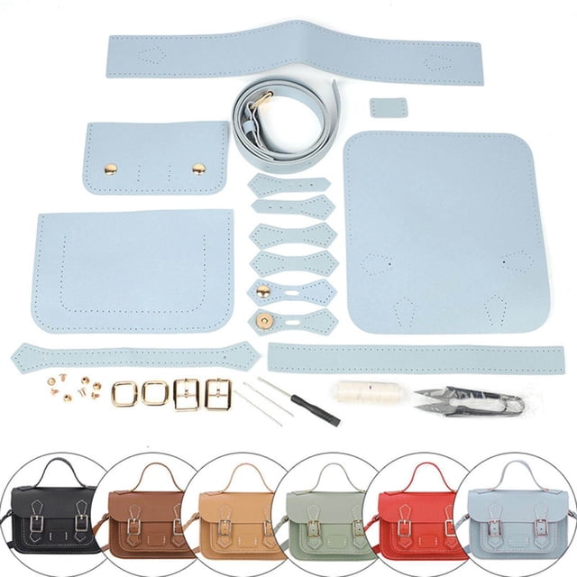 pitrice DIY Sewing Stitching Womens Leather Bag Handmade Accessories Complete Purse Making Totes Complete Set Tools DIY Making Complete Kit Handbag Blue