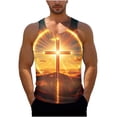 thumbnail image 2 of Gamivast Workout Shirts Cross Waves Print Mens Sleeveless Shirts Crew Neck Gym Shirts Breathable Lightweight Quick Dry Religious Summer Beach, 2 of 6