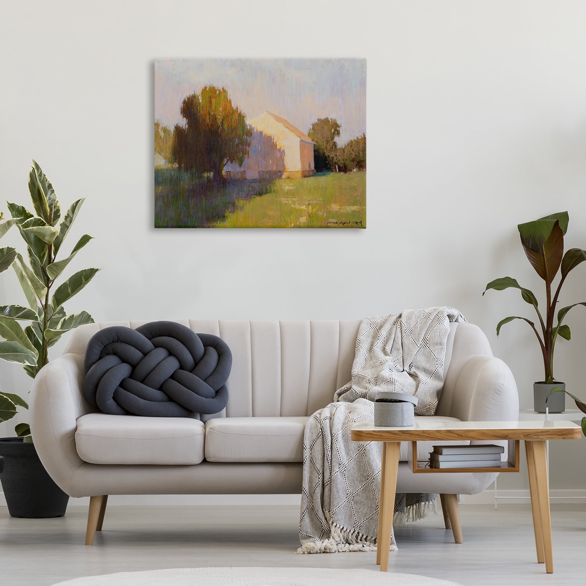Stupell Industries Summer Farm View Landscape Painting Gallery Wrapped Canvas Art Print Wall Art, 40 x 30