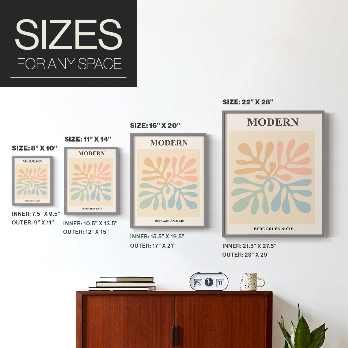 Matisse CXI Framed Print in Gray Solid Wood 16 x 20 Framed Print