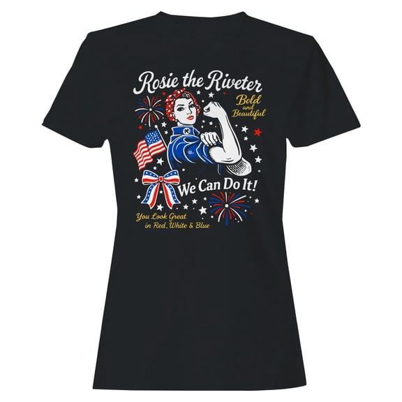 Smartprints Rosie the Riveter We Can Do It Women's T-Shirt Black, Cotton, S