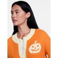 thumbnail image 4 of Women's Halloween Jack O Lantern Cardigan Sweater from Way to Celebrate, Sizes S-4X, 4 of 6