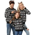 thumbnail image 4 of Juiluna Family Christmas Sweater Reindeer Snowflake Pattern Crew Neck Holiday Pullover Knitwear, 4 of 7